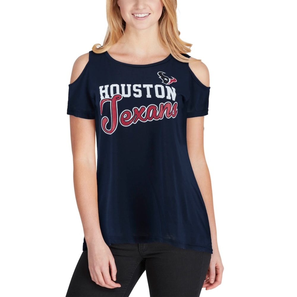 G-III 4Her by Carl Banks Houston Texans Women's Navy Scoop Neck Cold Shoulder